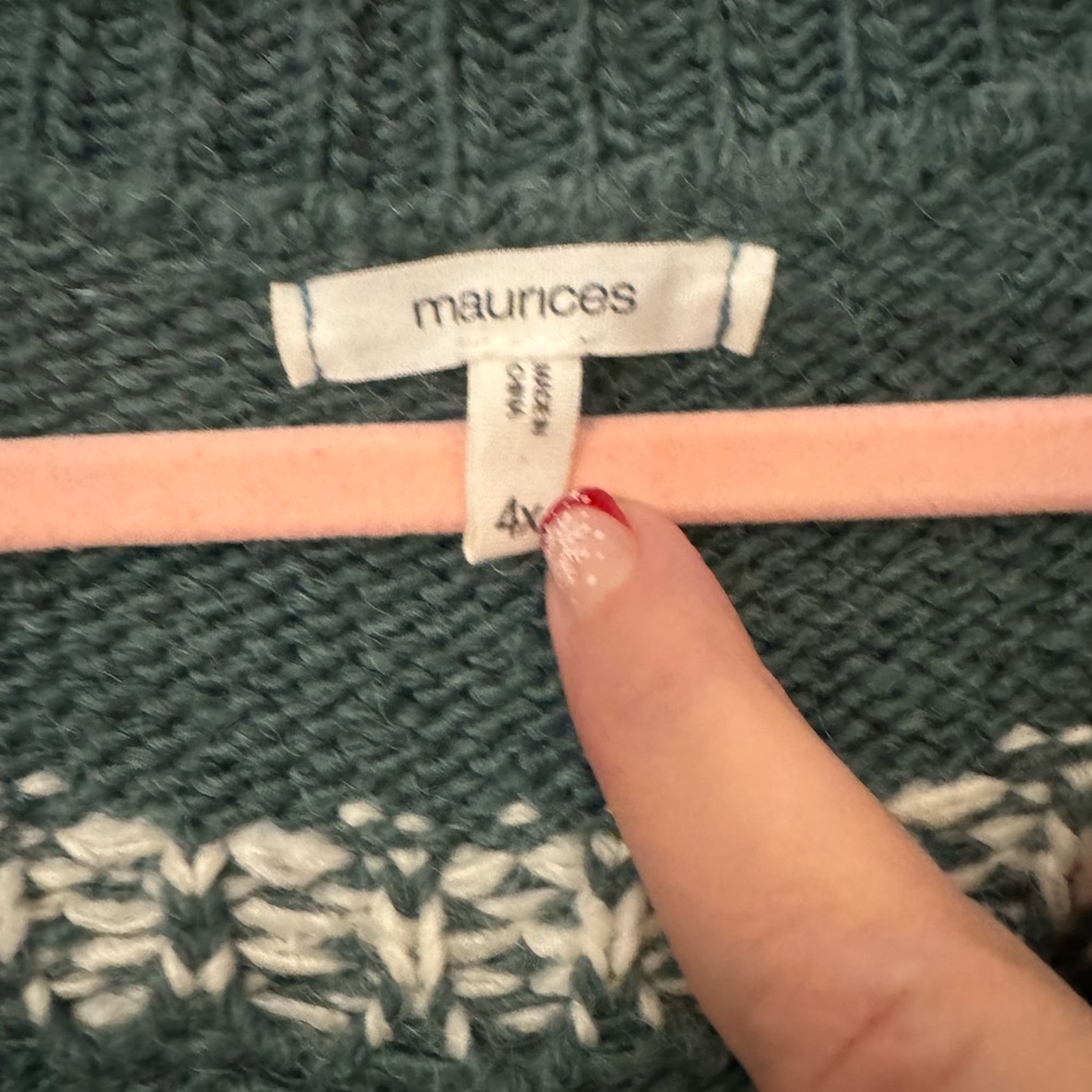 Cozy Green Sweater with Tree Pattern - Picture 2 of 5